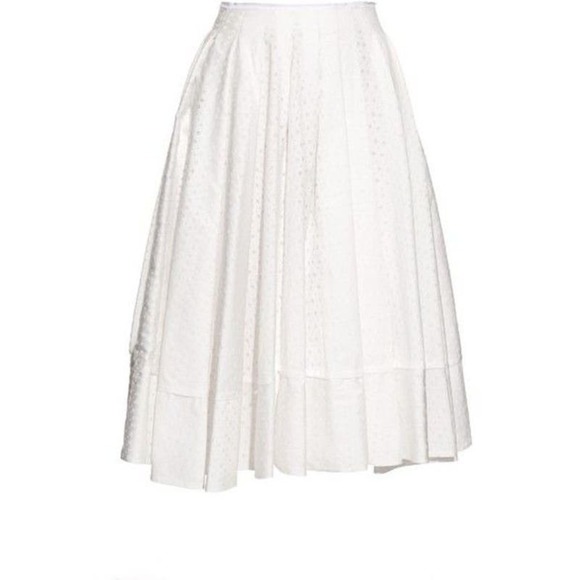Brock Collection Sally Cotton-Blend Midi White Skirt SZ 4 - Picture 1 of 12
